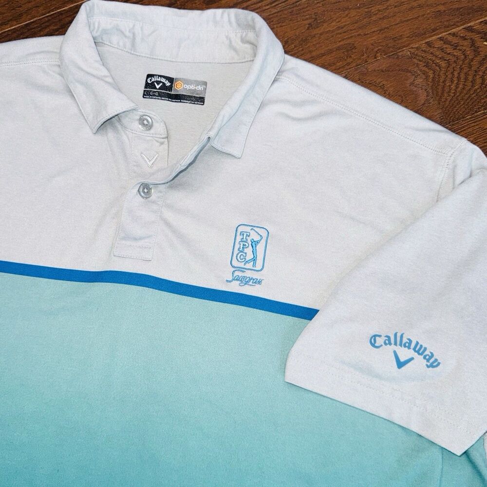 Callaway Opti Dri Golf Polo Shirt TPC Sawgrass Color Block Men’s Size Large